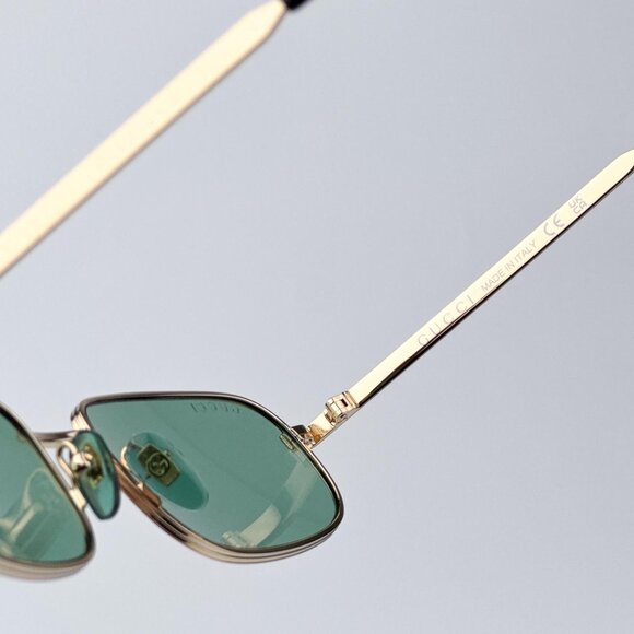 Gucci GG1457S 005 Women BRAND NEW Sunglasses Gold Green Rectangle main image 10